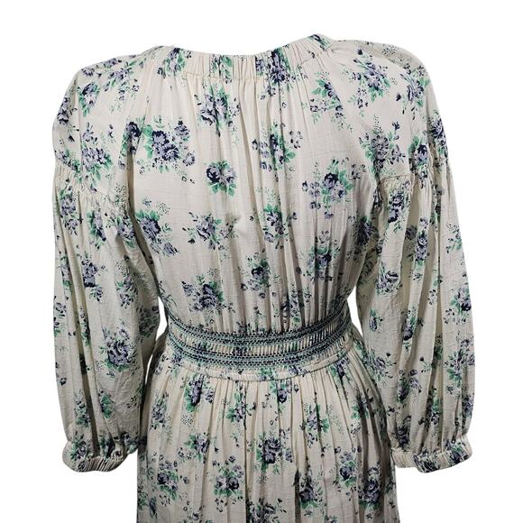 HERSY Floral Print V-Neck Smocked Ruffled Maxi Dress Size Small - Picture 4 of 8